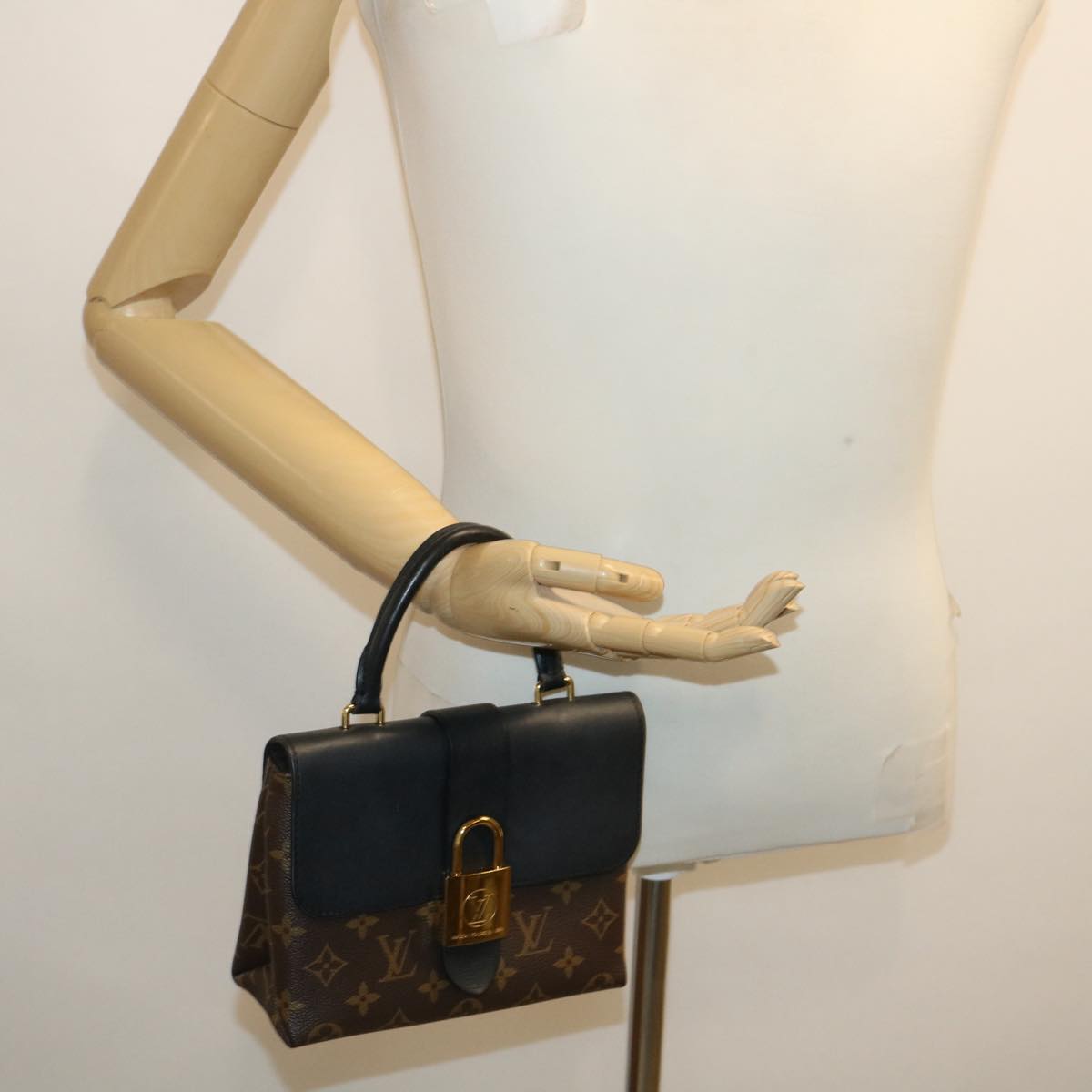 LOUIS VUITTON Monogram Rocky BB 2Way Hand Shoulder Bag Black M44141 Auth 29587A