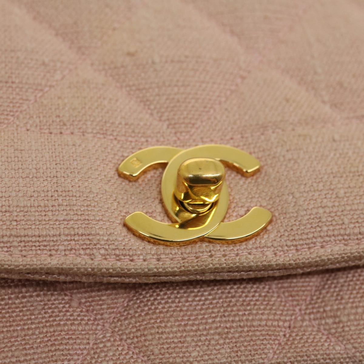 CHANEL Matelasse Turn Lock Chain Diana Shoulder Bag Canvas Pink CC Auth 29889AV