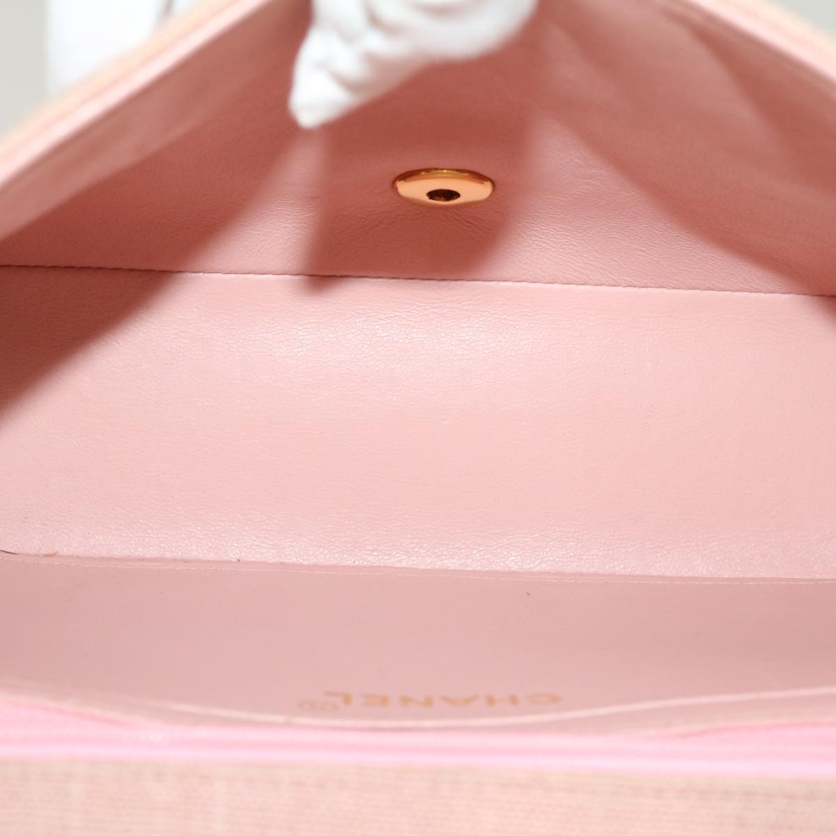 CHANEL Matelasse Turn Lock Chain Diana Shoulder Bag Canvas Pink CC Auth 29889AV