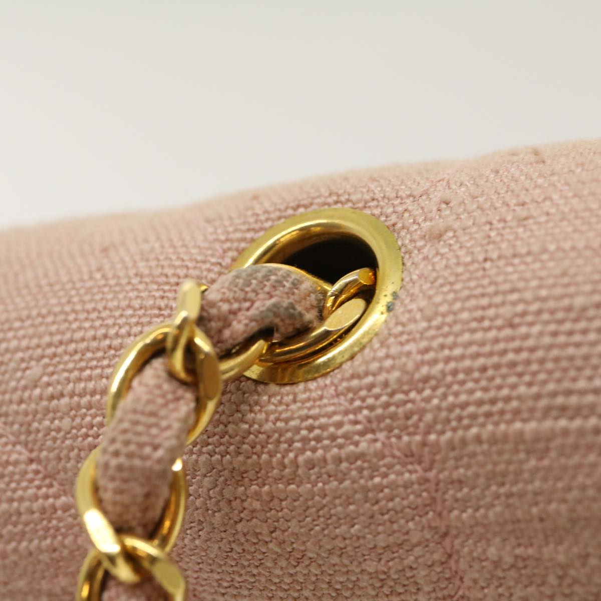 CHANEL Matelasse Turn Lock Chain Diana Shoulder Bag Canvas Pink CC Auth 29889AV