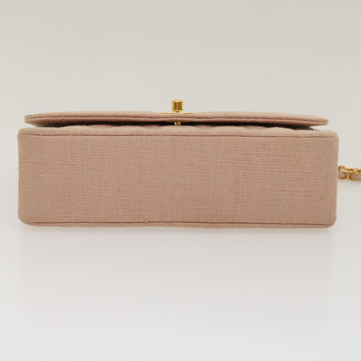 CHANEL Matelasse Turn Lock Chain Diana Shoulder Bag Canvas Pink CC Auth 29889AV