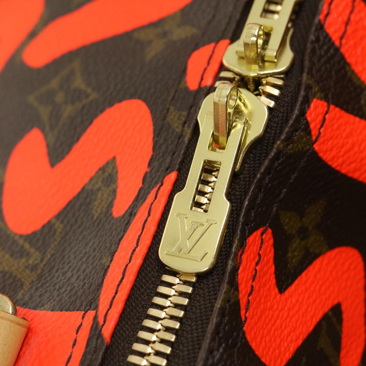 LOUIS VUITTON Monogram Graffiti Keepall 50 Boston Bag Orange M93699 Auth 29908SV