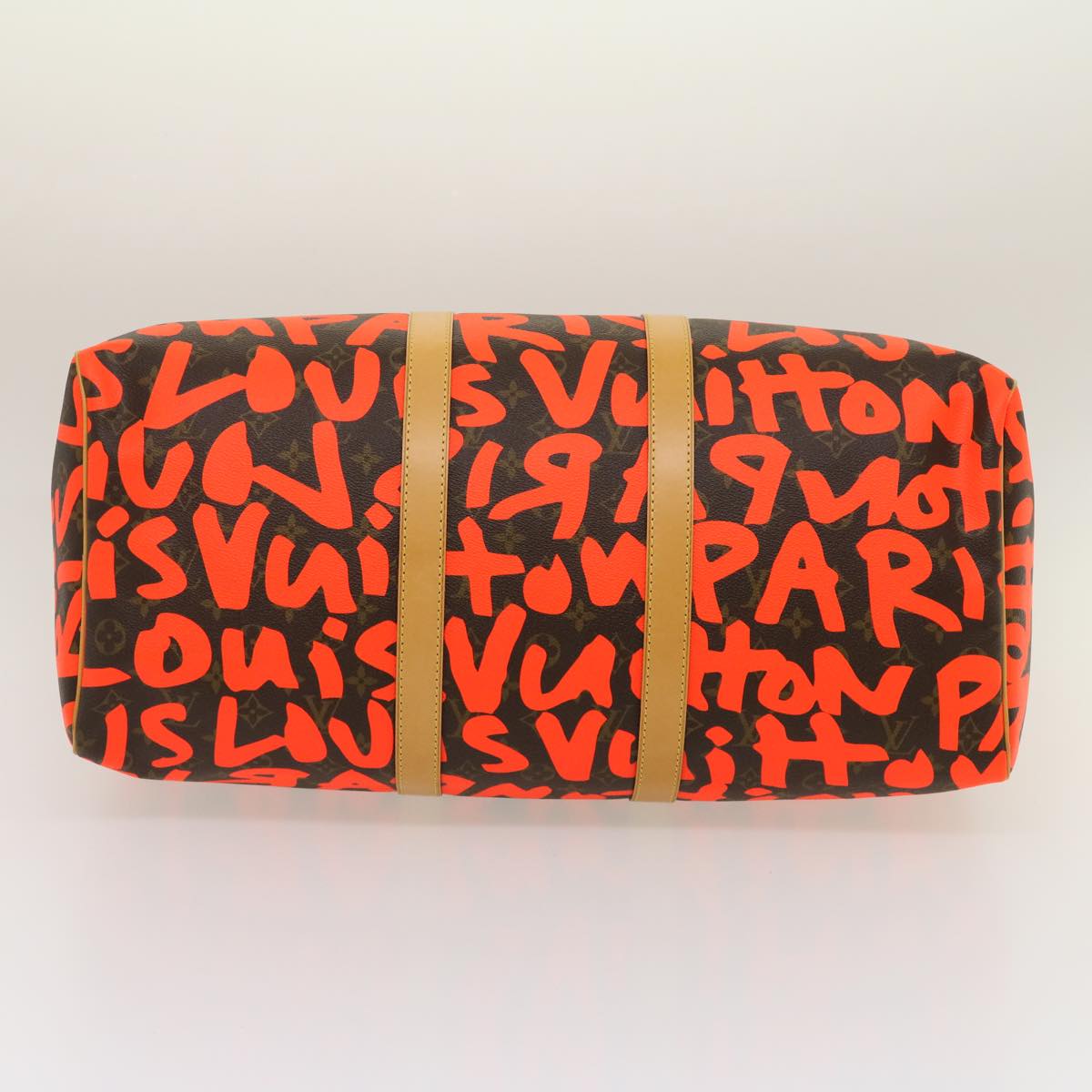 LOUIS VUITTON Monogram Graffiti Keepall 50 Boston Bag Orange M93699 Auth 29908SV