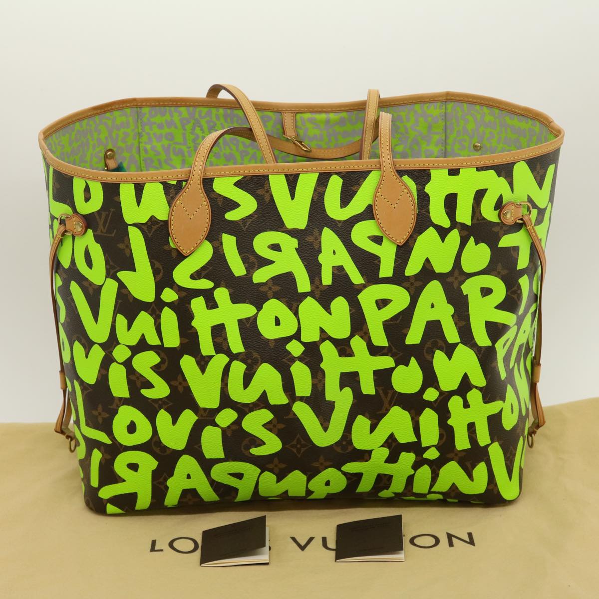 LOUIS VUITTON Monogram Graffiti Neverfull GM Tote Bag Vert M93703 LV Auth 29943SM