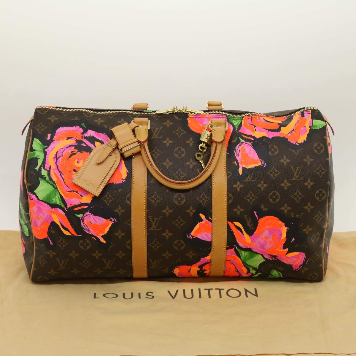 LOUIS VUITTON Monogram Rose Keepall 50 Boston Bag M48605 LV Auth 29944SV