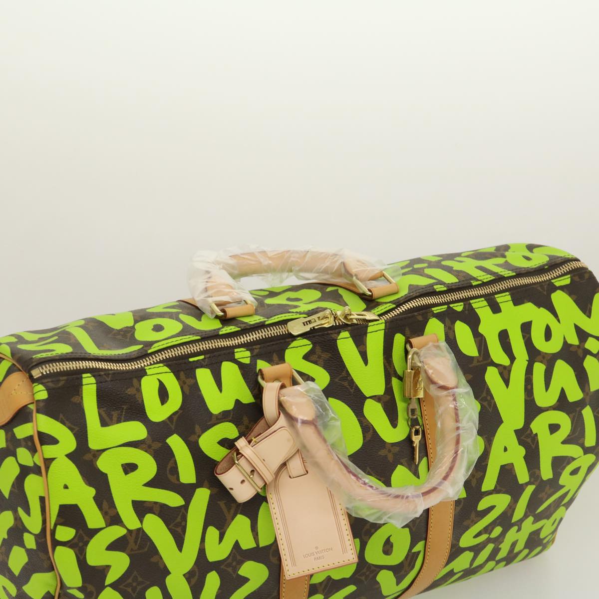 LOUIS VUITTON Monogram graffiti Keepall 50 Boston Bag Vert M93700 Auth 29946SV