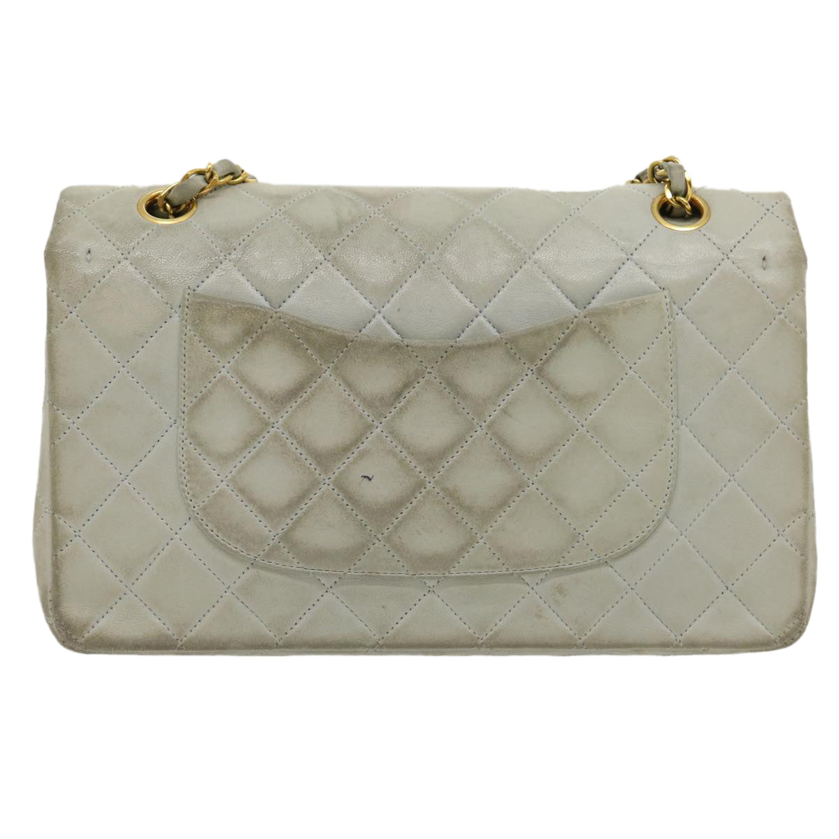 CHANEL Classic Matelasse 25 Double Chain Flap Shoulder Bag Lamb Skin Auth 29961V