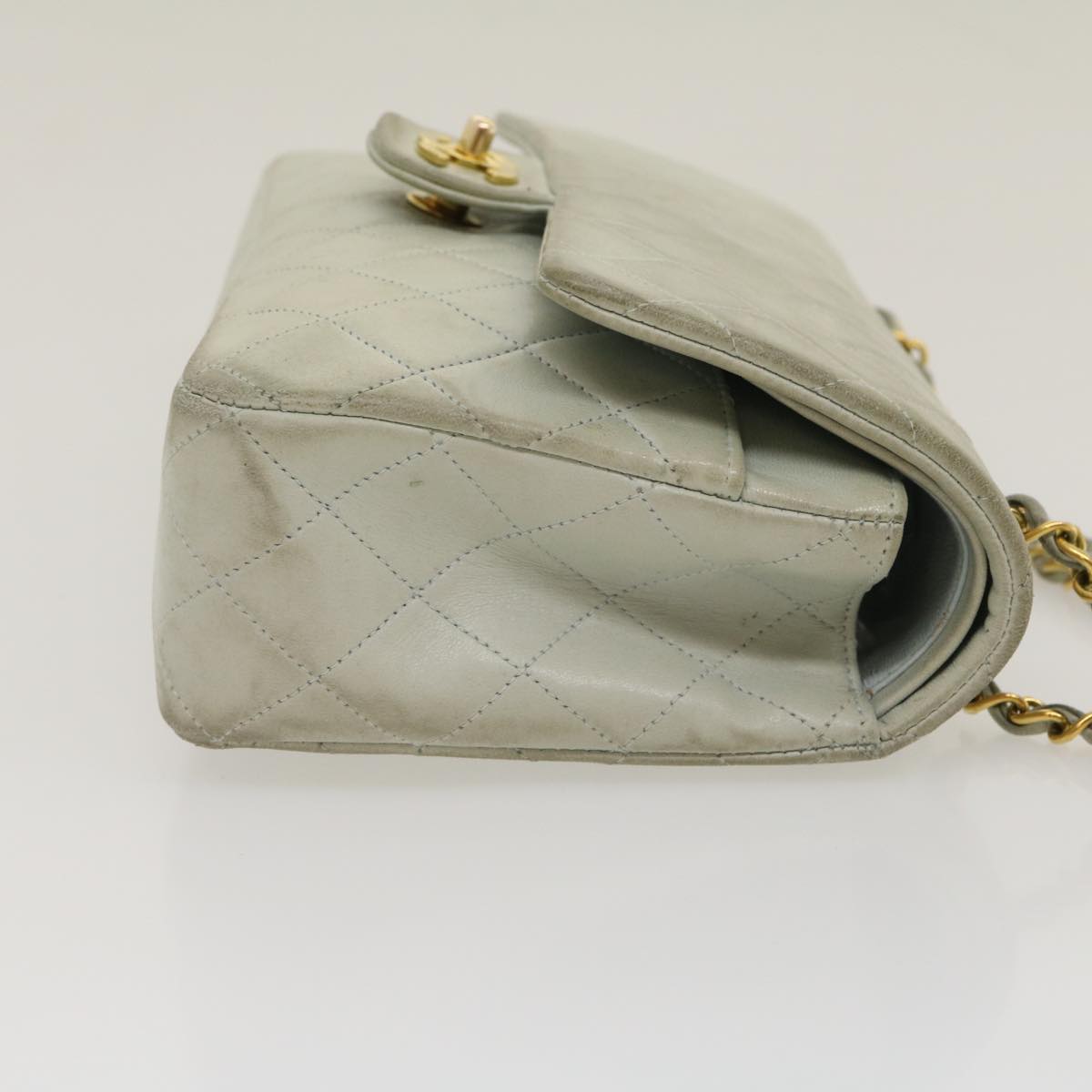 CHANEL Classic Matelasse 25 Double Chain Flap Shoulder Bag Lamb Skin Auth 29961V
