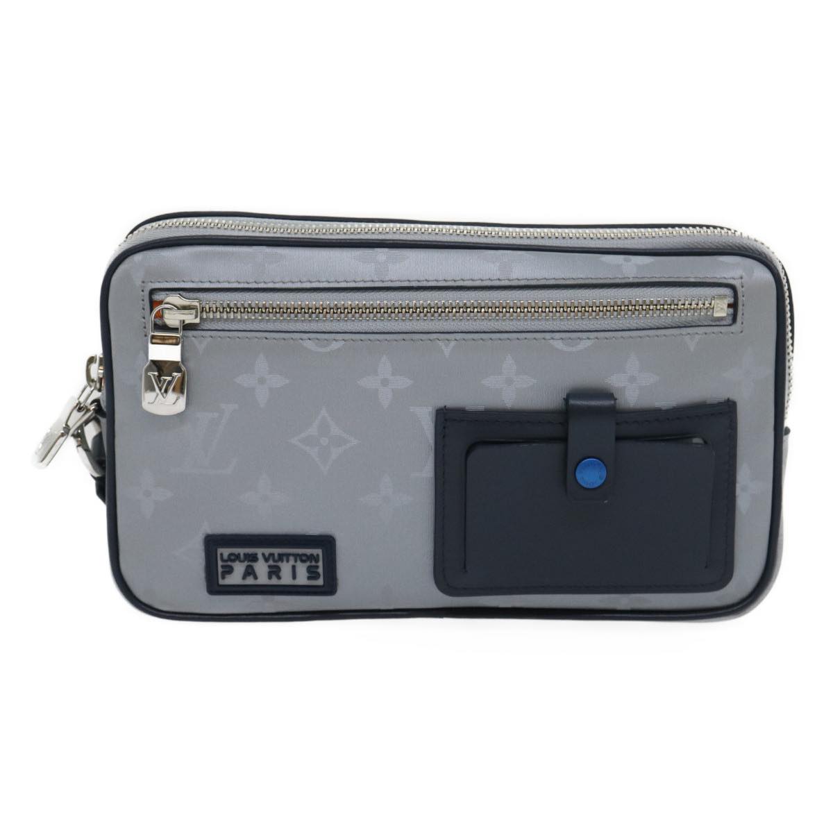 LOUIS VUITTON Monogram satellite alpha Clutch Bag Silver M44171 LV Auth 29977SAV