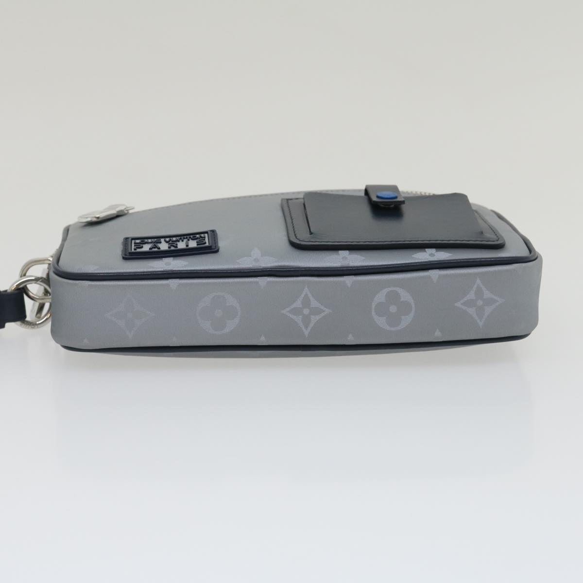 LOUIS VUITTON Monogram satellite alpha Clutch Bag Silver M44171 LV Auth 29977SAV