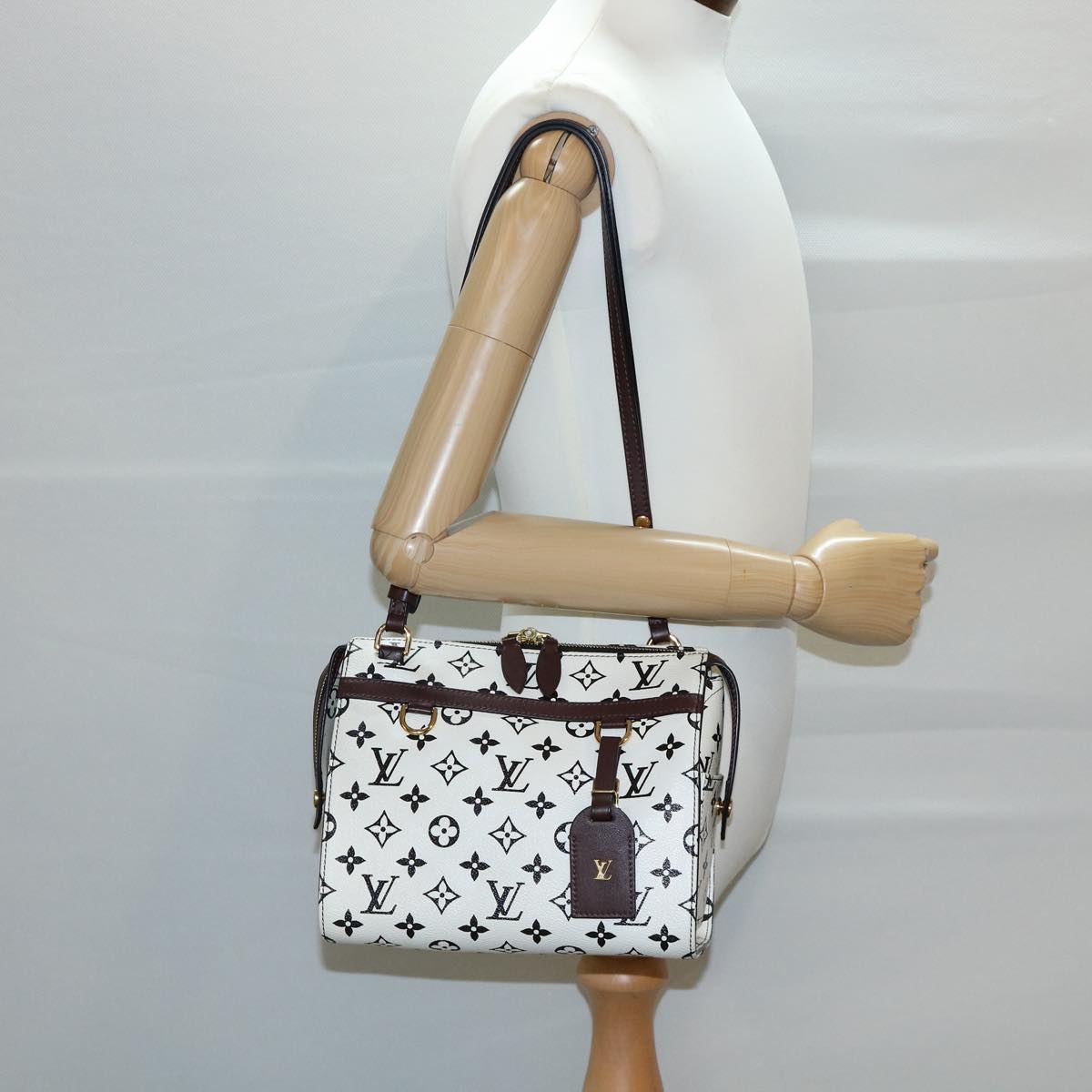 LOUIS VUITTON Monogram Speedy Amazon PM Shoulder Bag White M42210 Auth 30478SM