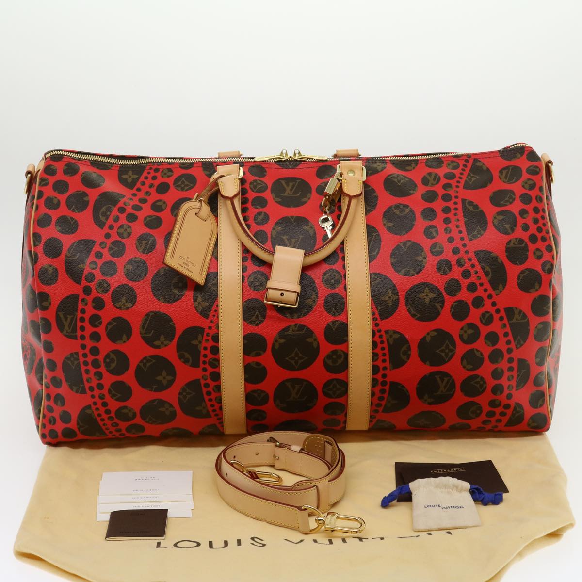 LOUIS VUITTON Monogram Yayoi Kusama Keepall Bandouliere55 Bag M40695 Auth 30515SV