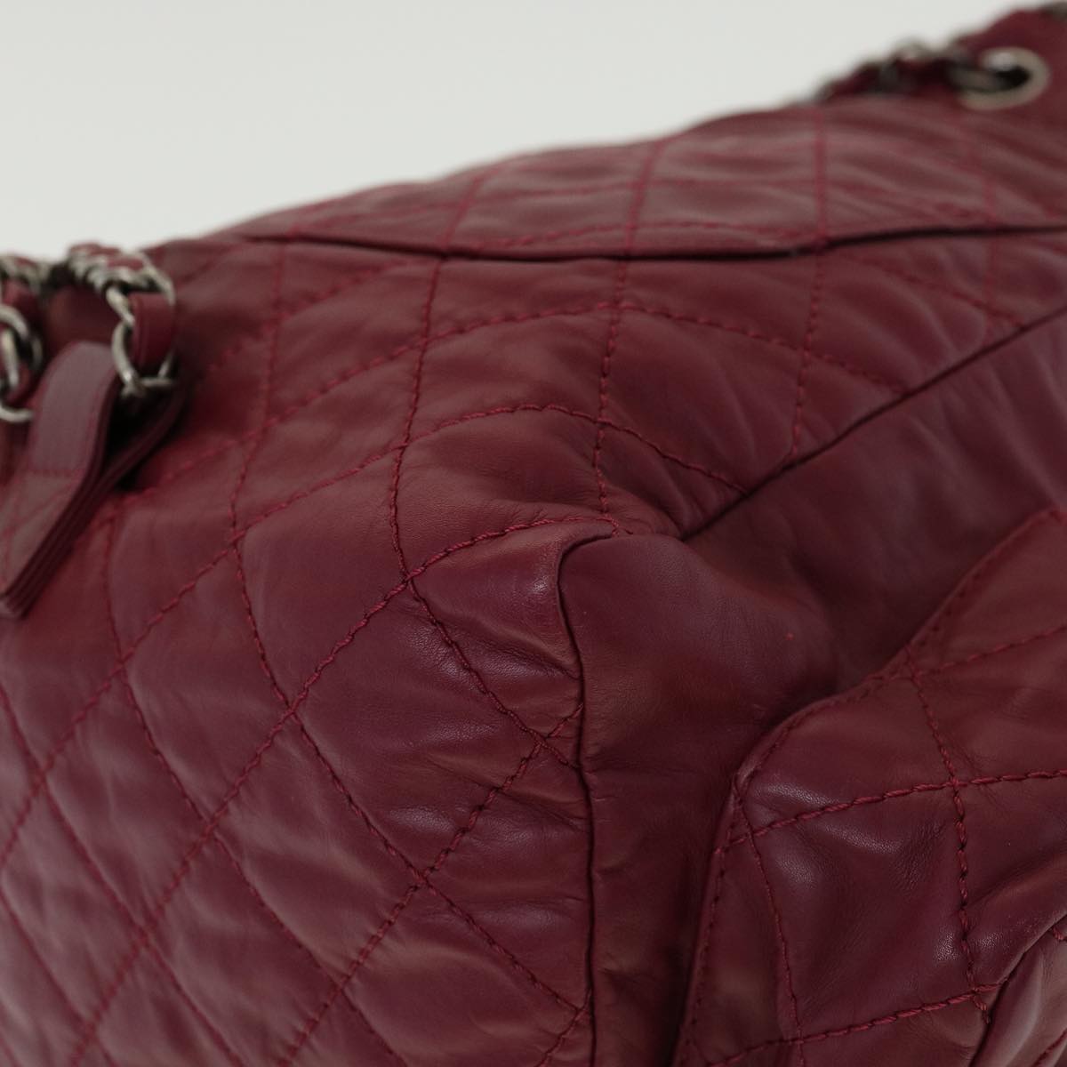 CHANEL Matelasse Chain Backpack Lamb Skin Bordeaux CC Auth 30736SAV