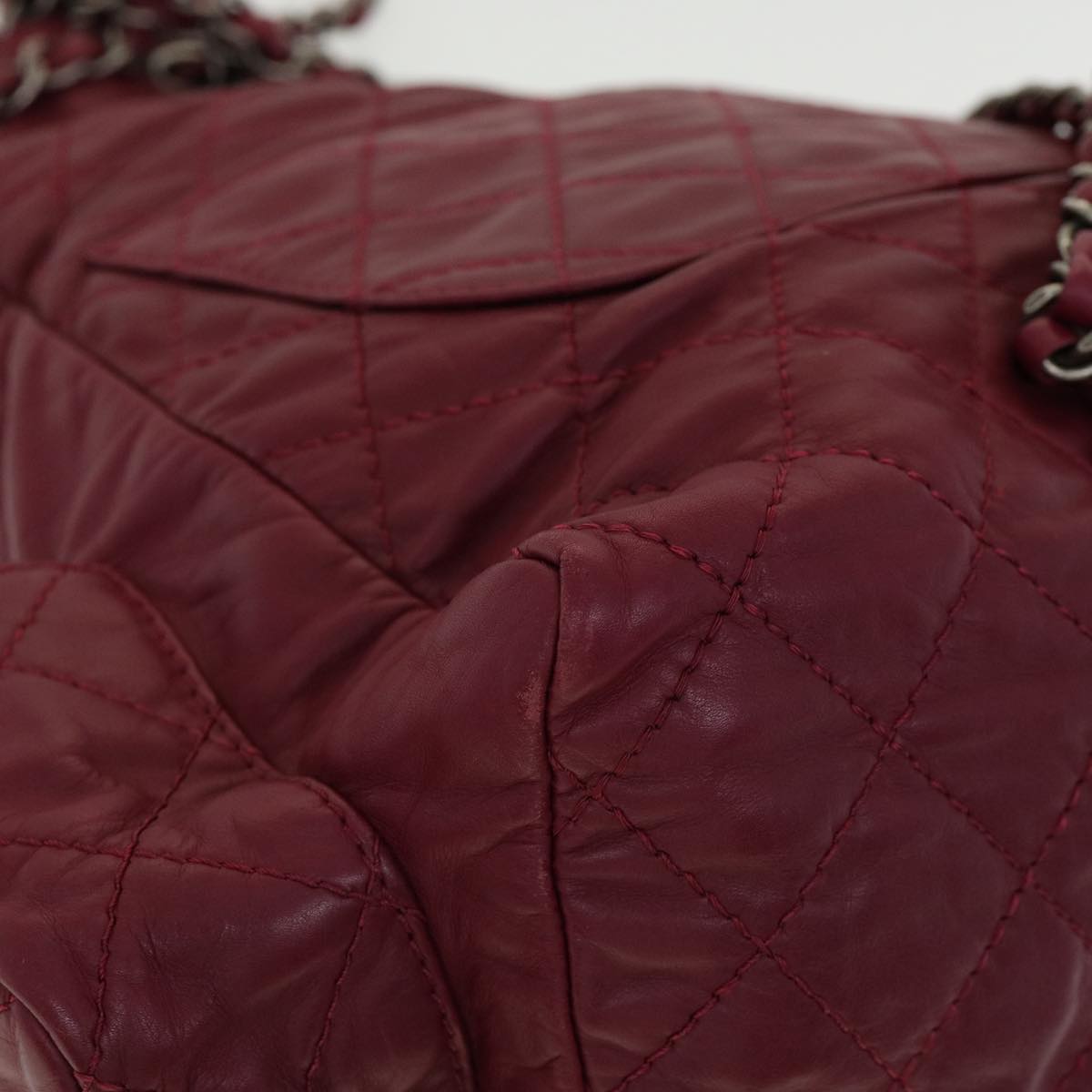 CHANEL Matelasse Chain Backpack Lamb Skin Bordeaux CC Auth 30736SAV