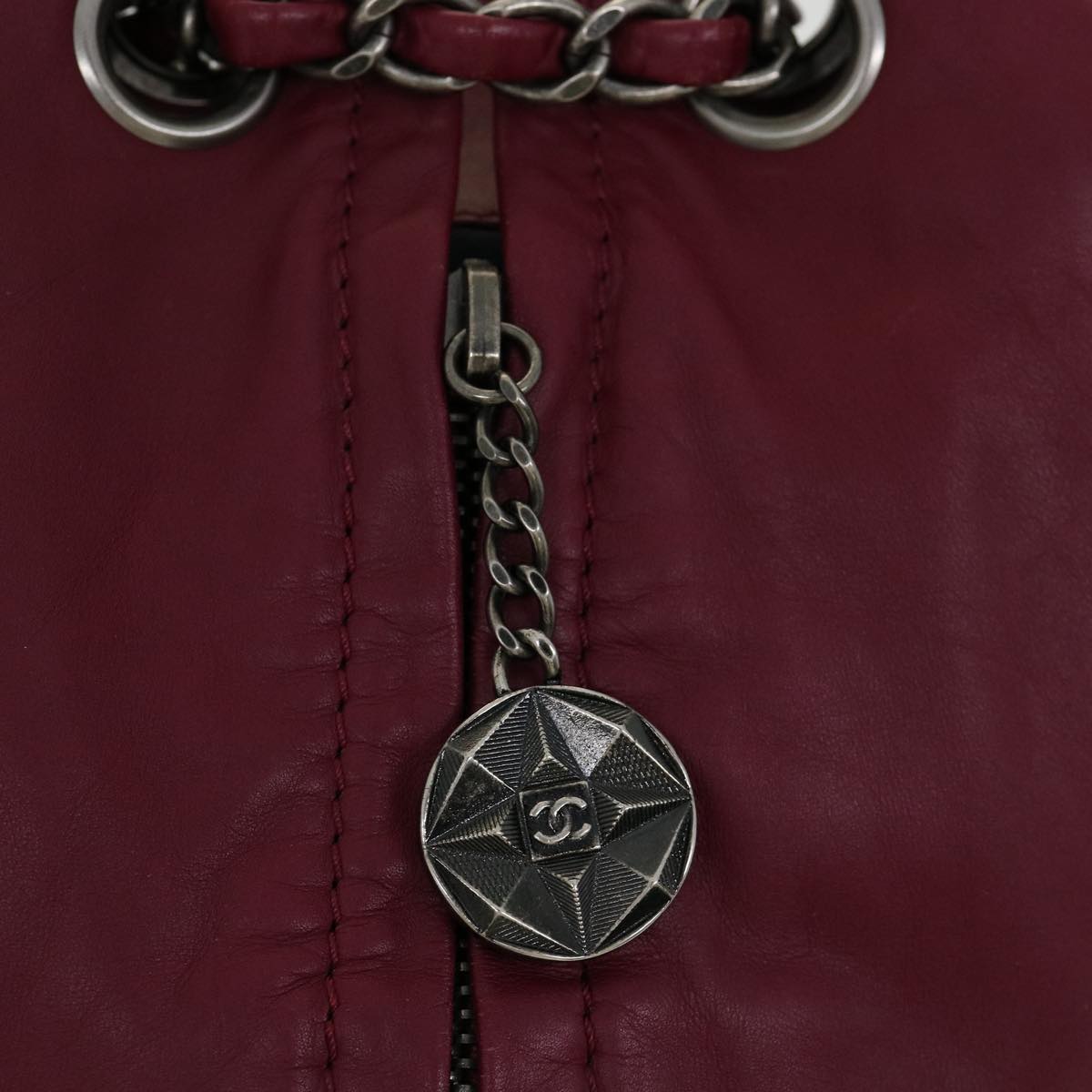 CHANEL Matelasse Chain Backpack Lamb Skin Bordeaux CC Auth 30736SAV