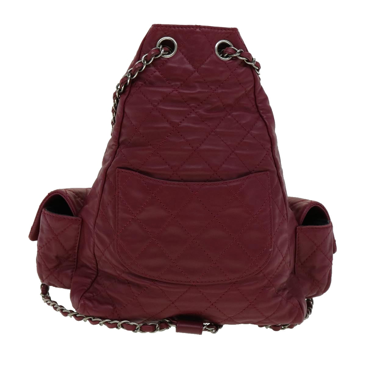 CHANEL Matelasse Chain Backpack Lamb Skin Bordeaux CC Auth 30736SAV