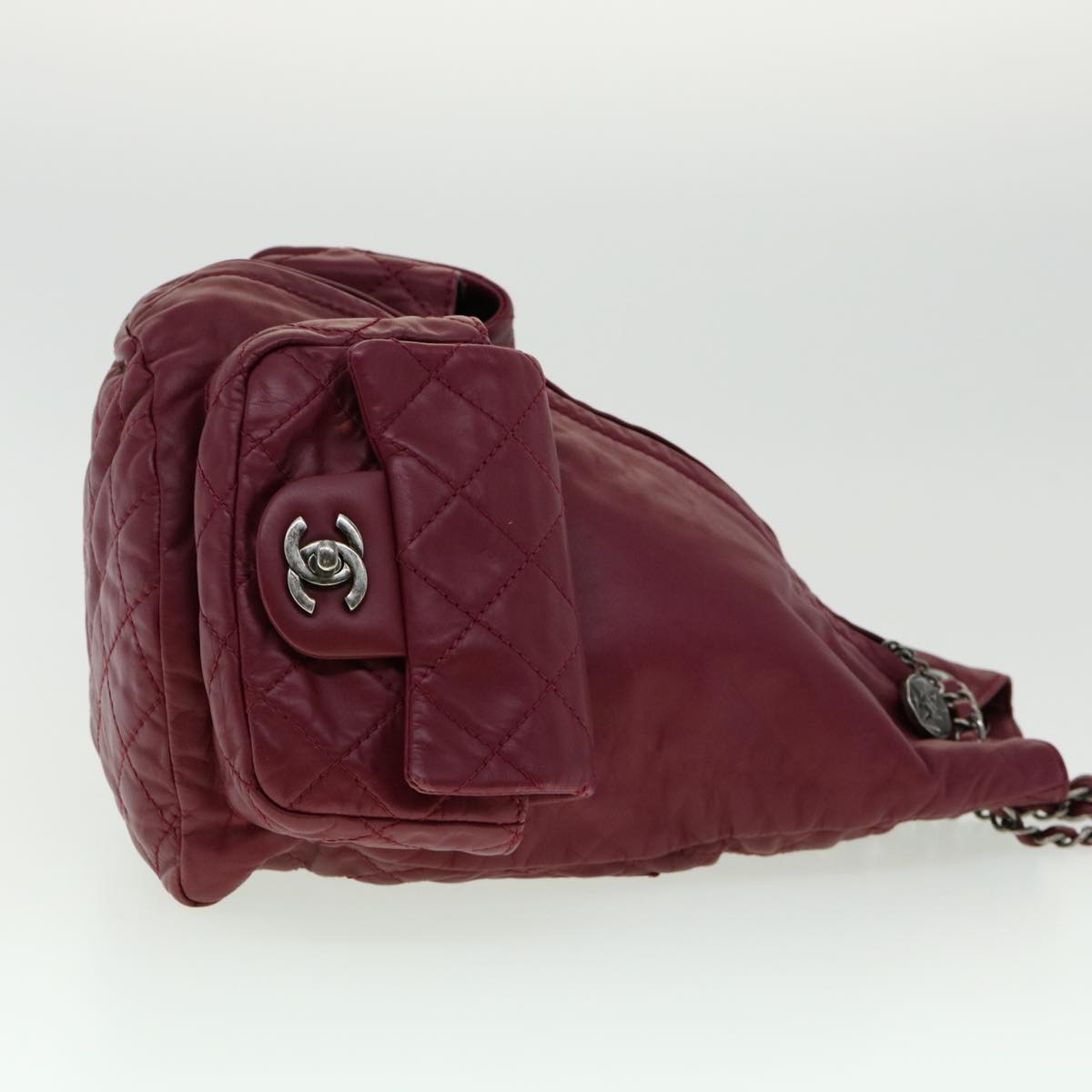 CHANEL Matelasse Chain Backpack Lamb Skin Bordeaux CC Auth 30736SAV