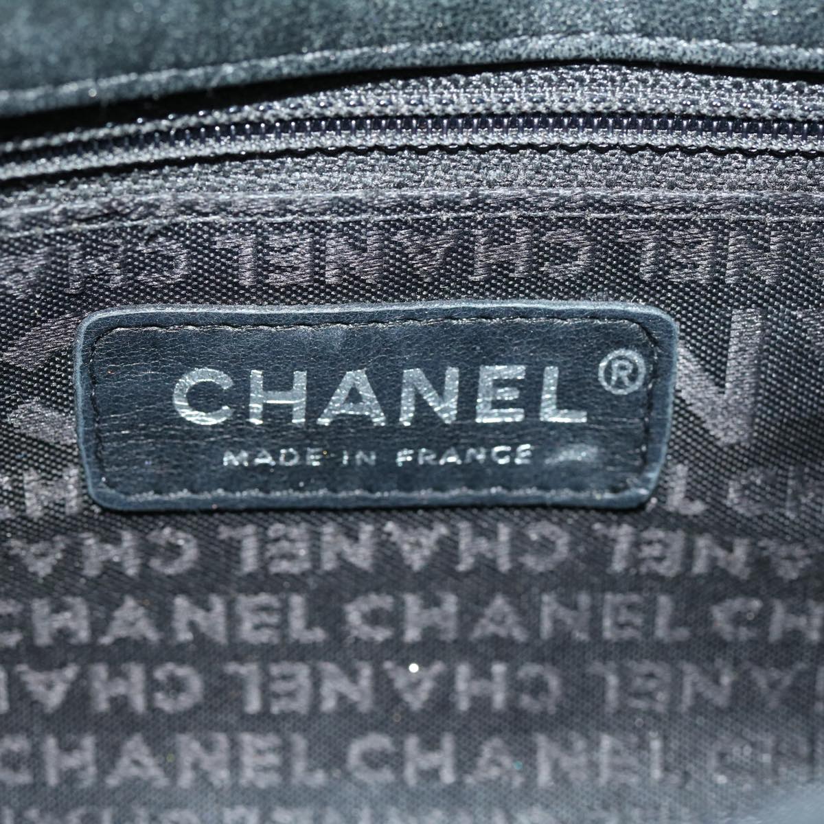 CHANEL Lip Chain Turn Lock Shoulder Bag Satin Black CC Auth 30892