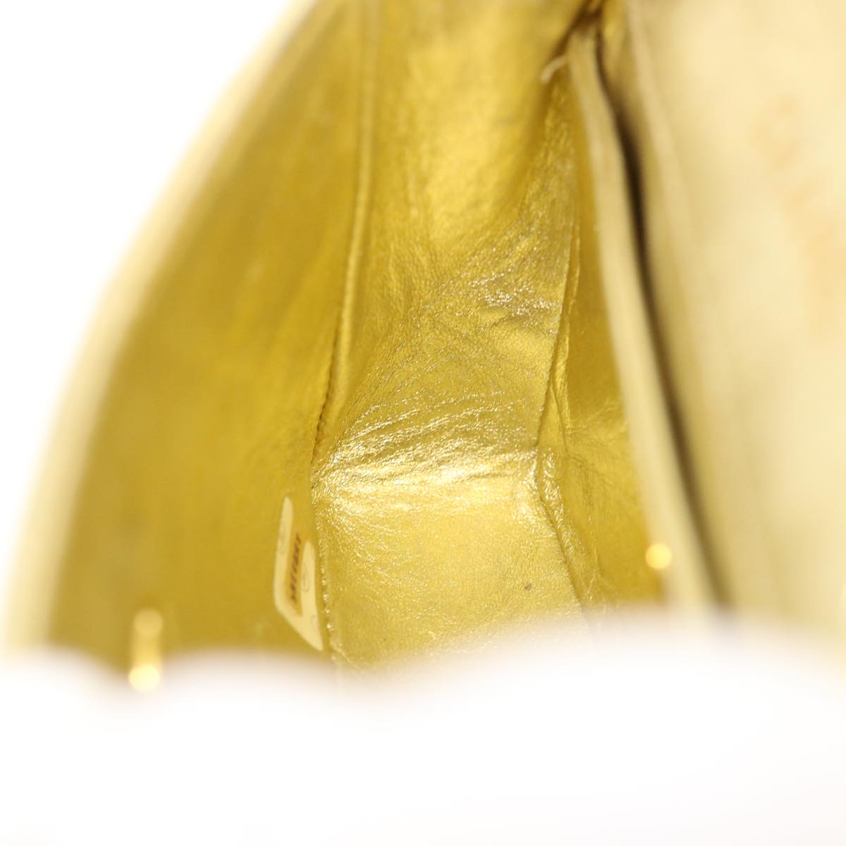 CHANEL Matelasse Turn Lock Chain Shoulder Bag Lamb Skin Gold CC Auth 31382A