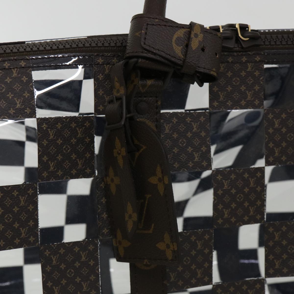 LOUIS VUITTON Monogram chess Keepall Bandouliere 50 Boston M20864 LV Auth 31818S