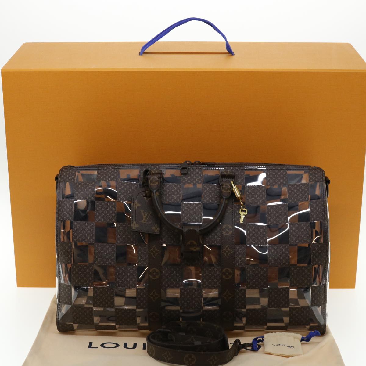 LOUIS VUITTON Monogram chess Keepall Bandouliere 50 Boston M20864 LV Auth 31818S