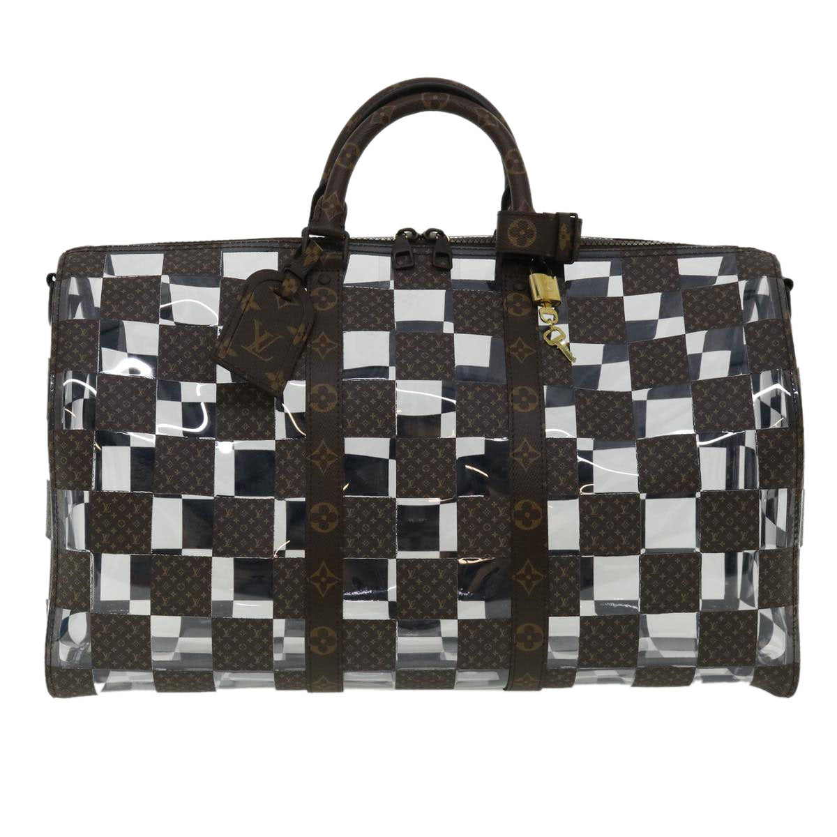 LOUIS VUITTON Monogram chess Keepall Bandouliere 50 Boston M20864 LV Auth 31818S