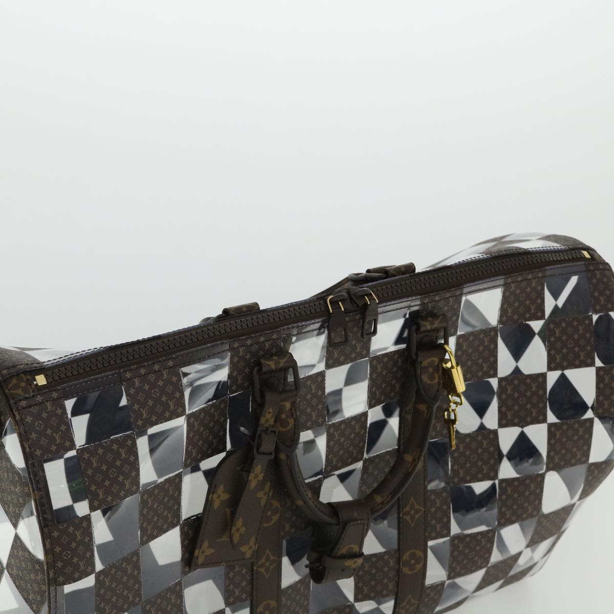 LOUIS VUITTON Monogram chess Keepall Bandouliere 50 Boston M20864 LV Auth 31818S
