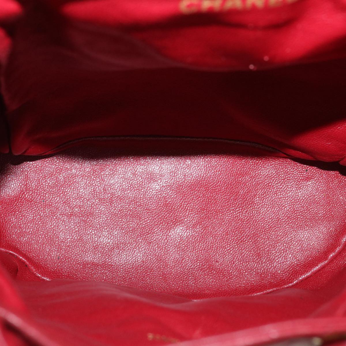 CHANEL Matelasse Chain Hand Bag Lamb Skin Red CC Auth 31892V