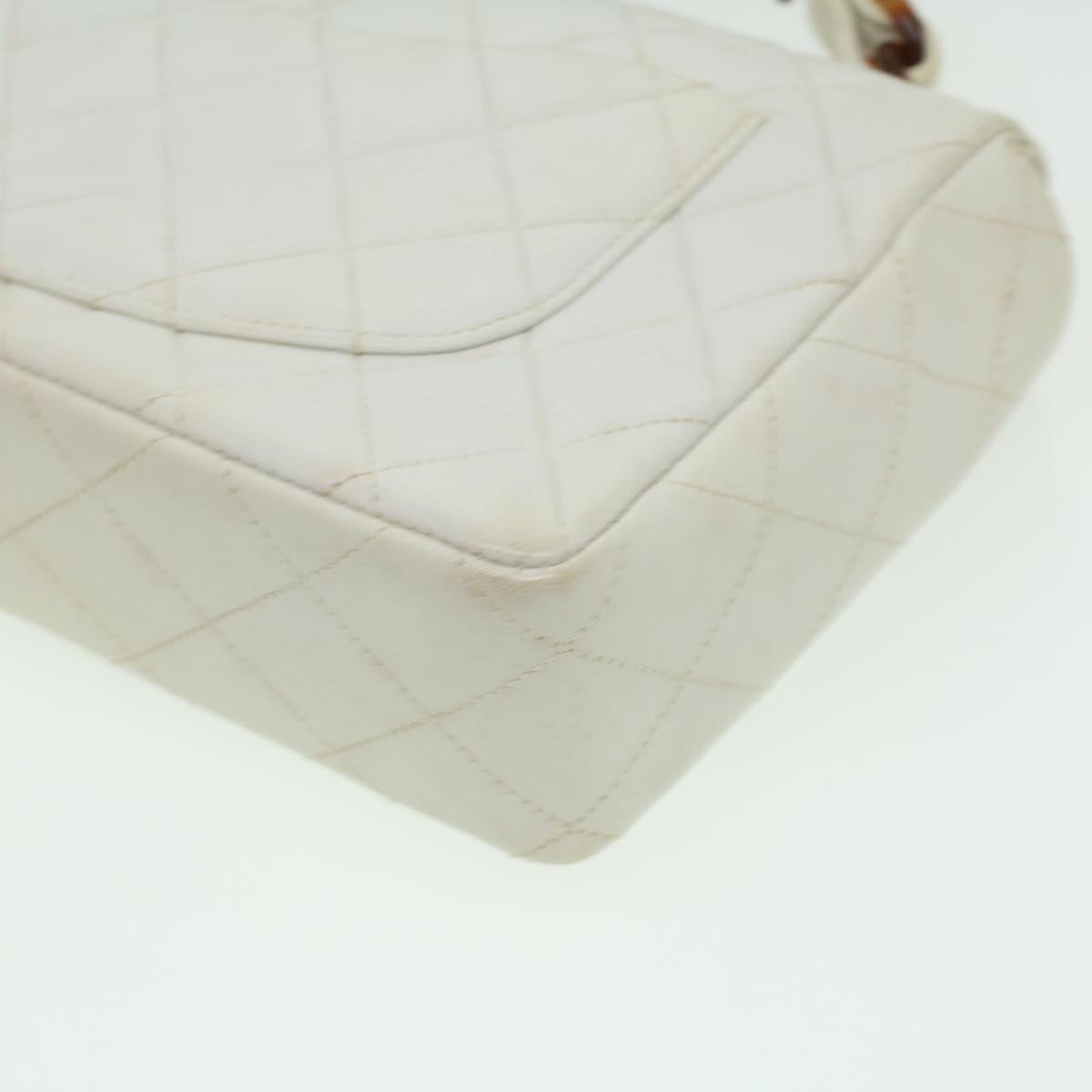 CHANEL Matelasse 23 Turn Lock Shoulder Bag Lamb Skin Brown White CC Auth 32160SAV