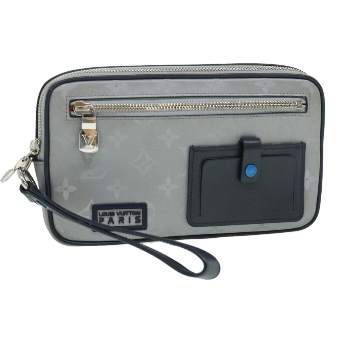 LOUIS VUITTON Monogram satellite Clutch Bag Silver M44171 LV Auth 32349SAV