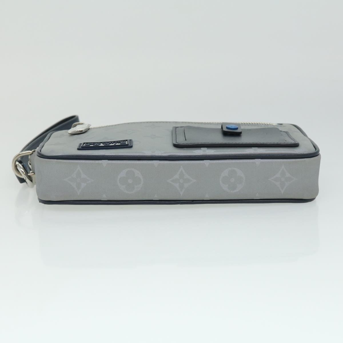 LOUIS VUITTON Monogram satellite Clutch Bag Silver M44171 LV Auth 32349SAV