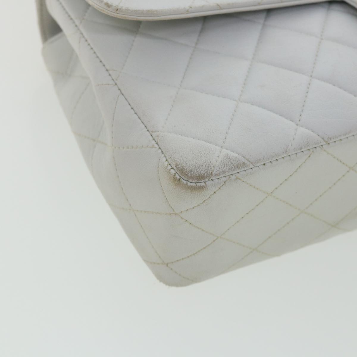 CHANEL Matelasse Pair Shoulder Bag Lamb Skin White CC Auth 32416SAM
