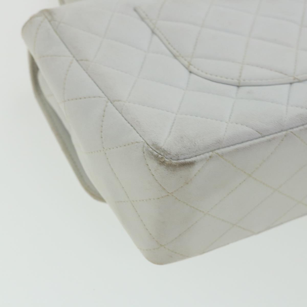 CHANEL Matelasse Pair Shoulder Bag Lamb Skin White CC Auth 32416SAM