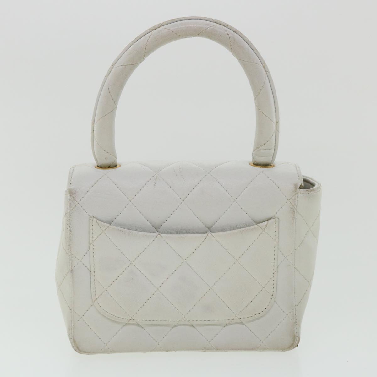 CHANEL Matelasse Pair Shoulder Bag Lamb Skin White CC Auth 32416SAM