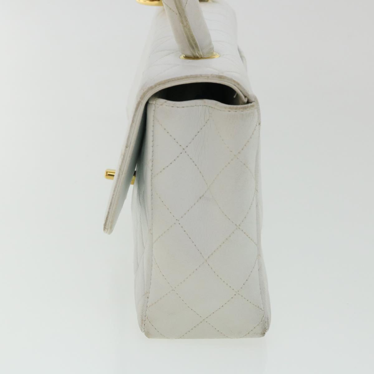 CHANEL Matelasse Pair Shoulder Bag Lamb Skin White CC Auth 32416SAM