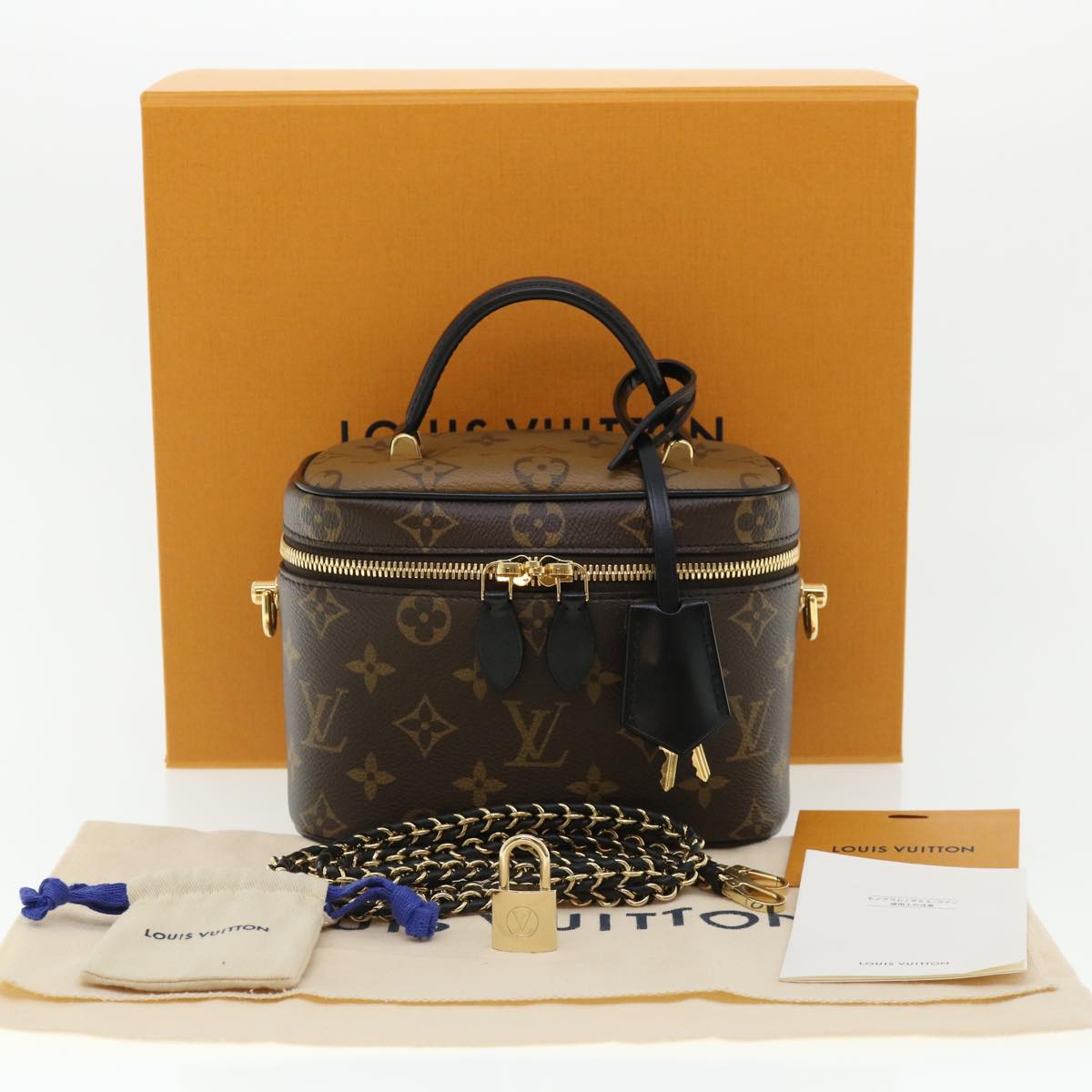 LOUIS VUITTON Monogram Reverse Vanity NVPM Hand Bag 2way M45165 LV Auth 32451S