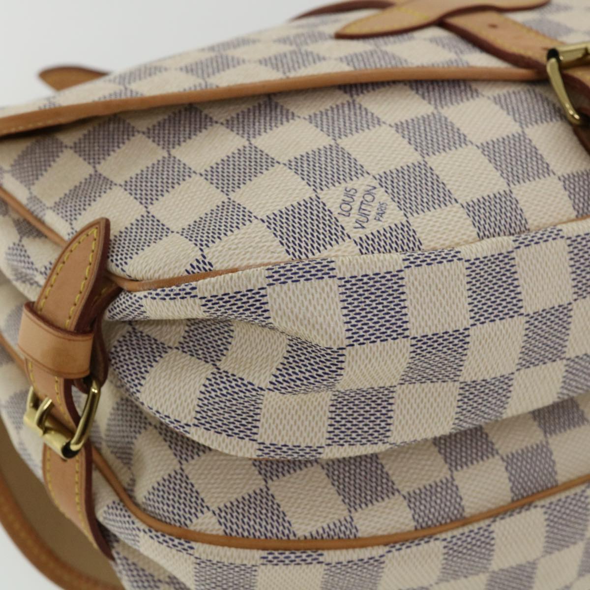 LOUIS VUITTON Damier Azur Saumur 30 Shoulder Bag SPO N48202 LV Auth 32766SAV