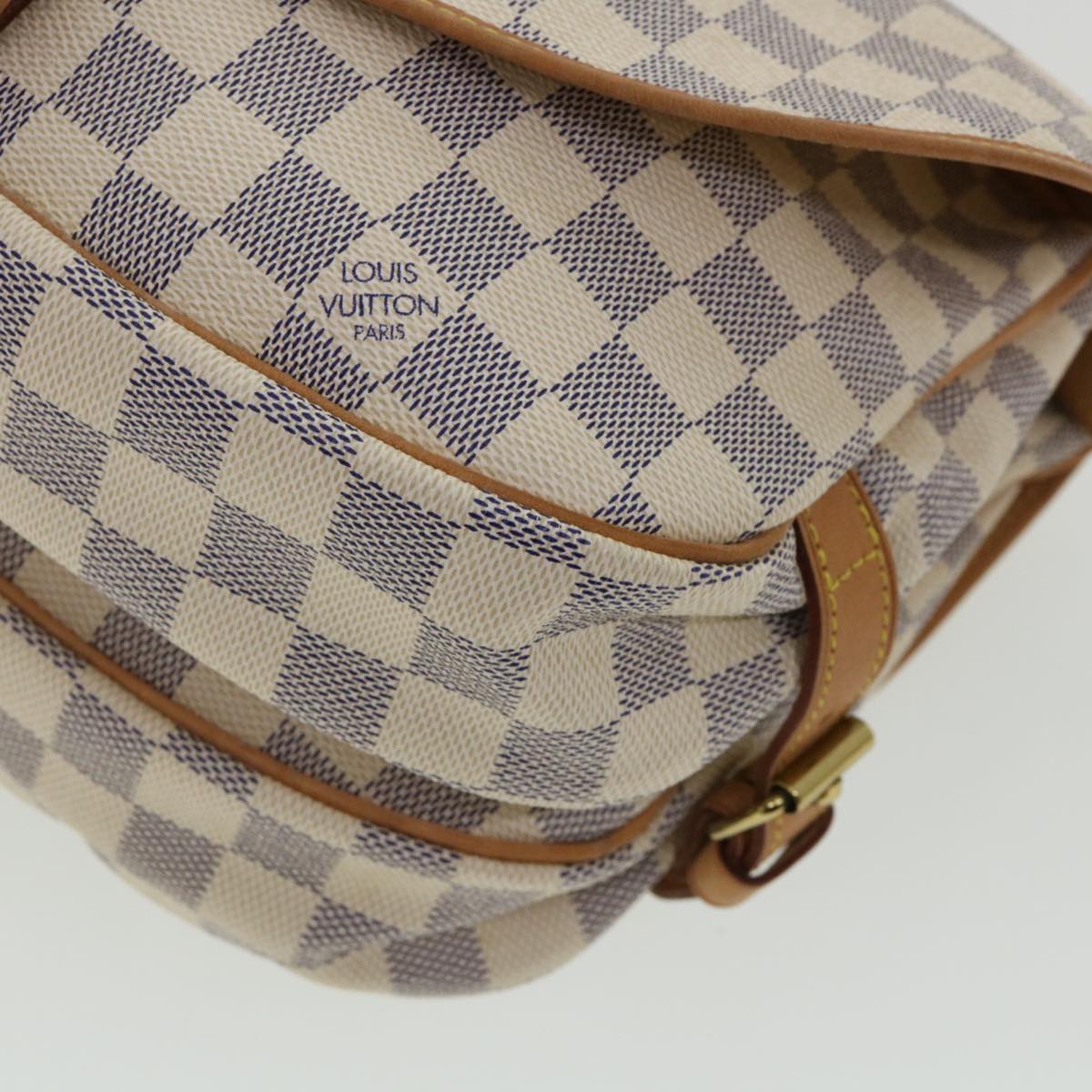 LOUIS VUITTON Damier Azur Saumur 30 Shoulder Bag SPO N48202 LV Auth 32766SAV