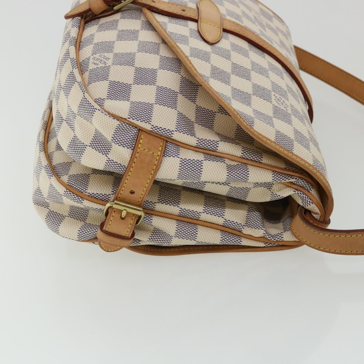 LOUIS VUITTON Damier Azur Saumur 30 Shoulder Bag SPO N48202 LV Auth 32766SAV