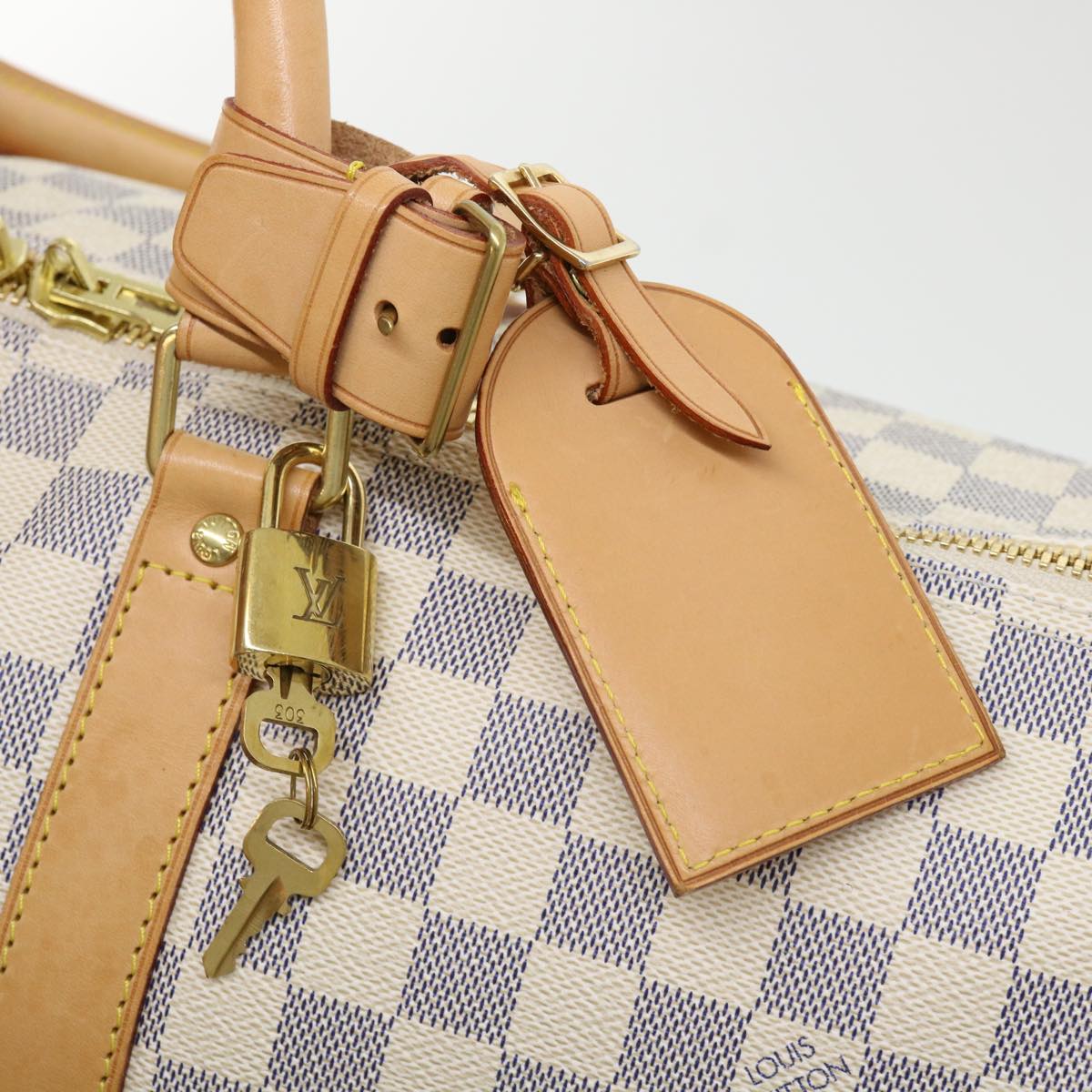 LOUIS VUITTON Damier Azur Keepall Bandouliere 45 Boston Bag N48223 Auth 32852SV