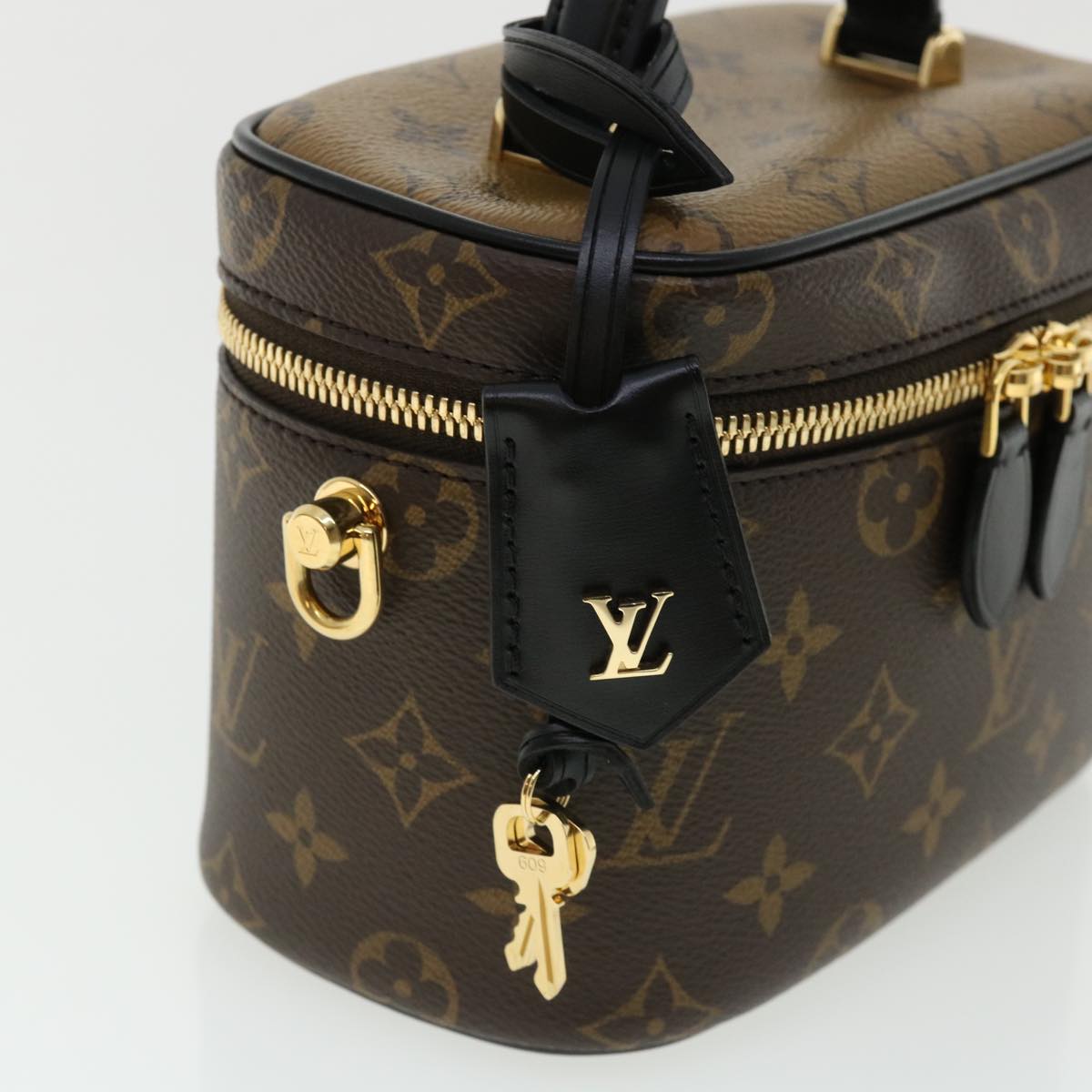 LOUIS VUITTON Monogram Reverse Vanity NVPM Hand Bag 2way M45165 LV Auth 33160S
