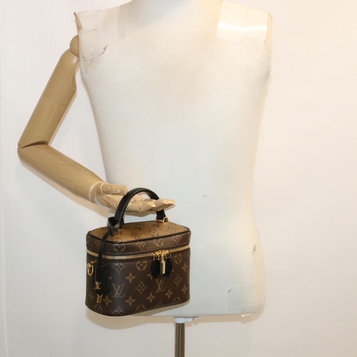 LOUIS VUITTON Monogram Reverse Vanity NVPM Hand Bag 2way M45165 LV Auth 33160S