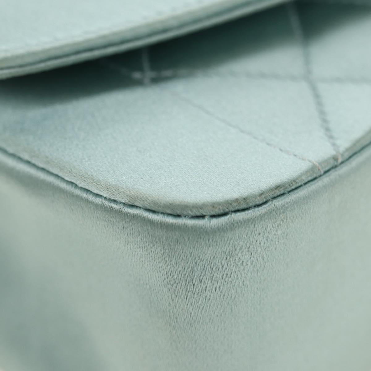 CHANEL Diana Matelasse Shoulder Bag Satin Light Blue CC Auth 33325A