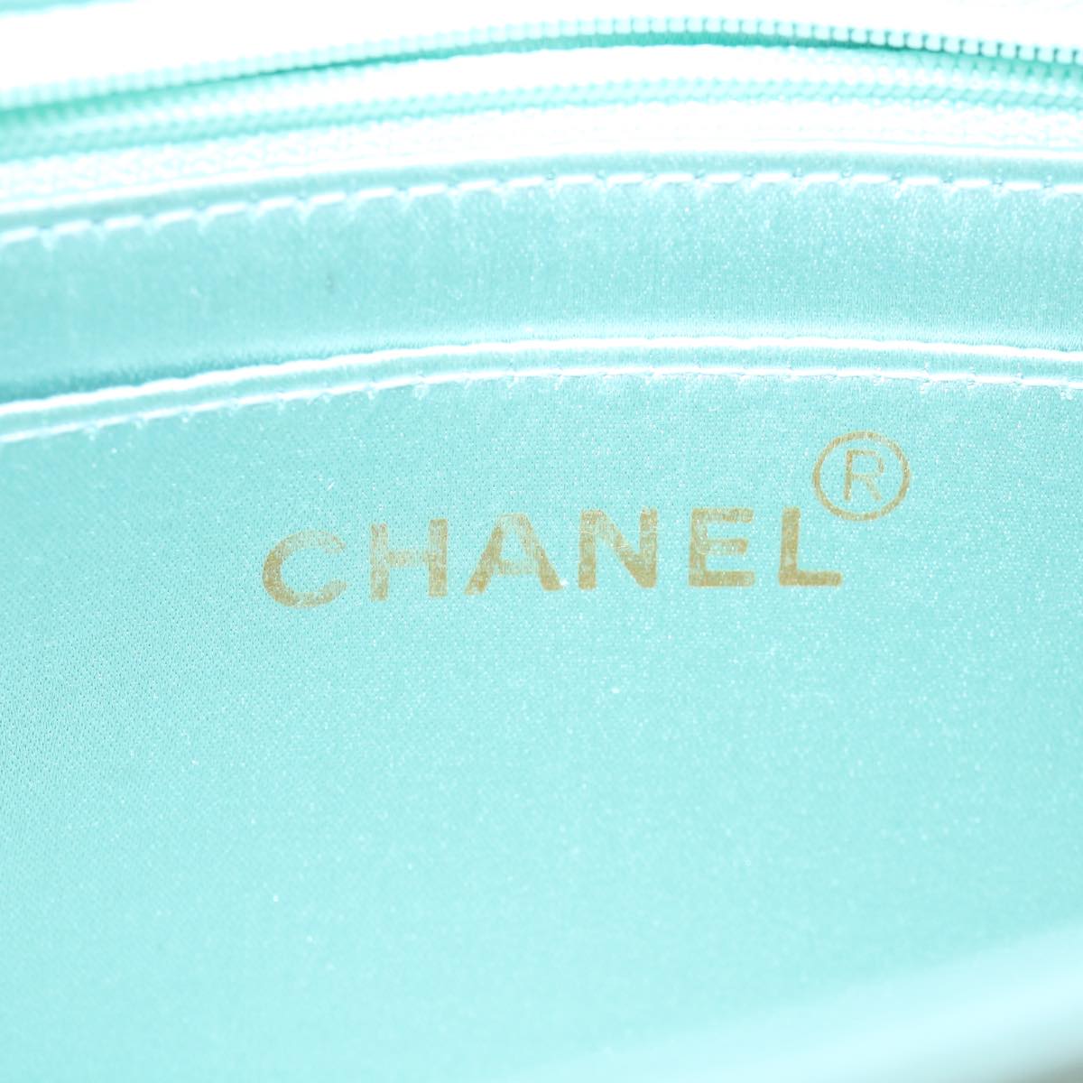 CHANEL Diana Matelasse Shoulder Bag Satin Light Blue CC Auth 33325V