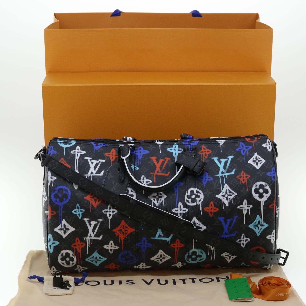 LOUIS VUITTON Monogram Eclipse Keepall Bandouliere 50 Boston M21384 Auth 34215S