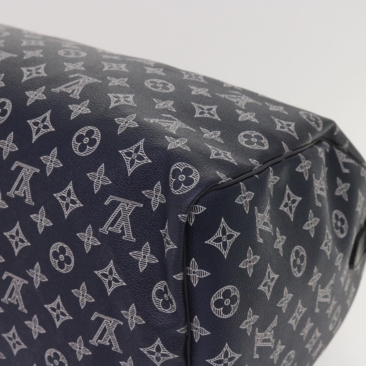 LOUIS VUITTON Monogram Ink Keepall Bandouliere 50 Bag Navy M43684 LV Auth 37879SM
