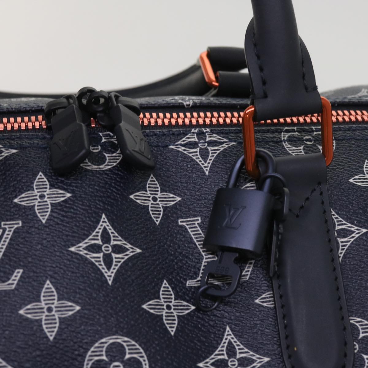 LOUIS VUITTON Monogram Ink Keepall Bandouliere 50 Bag Navy M43684 LV Auth 37879SM