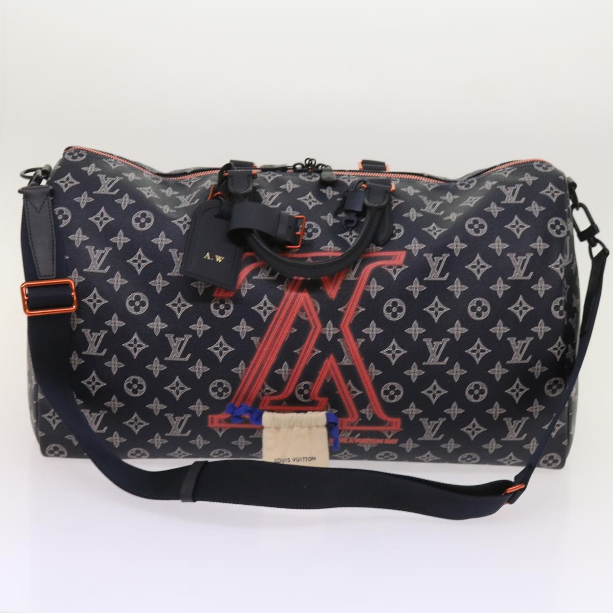 LOUIS VUITTON Monogram Ink Keepall Bandouliere 50 Bag Navy M43684 LV Auth 37879SM