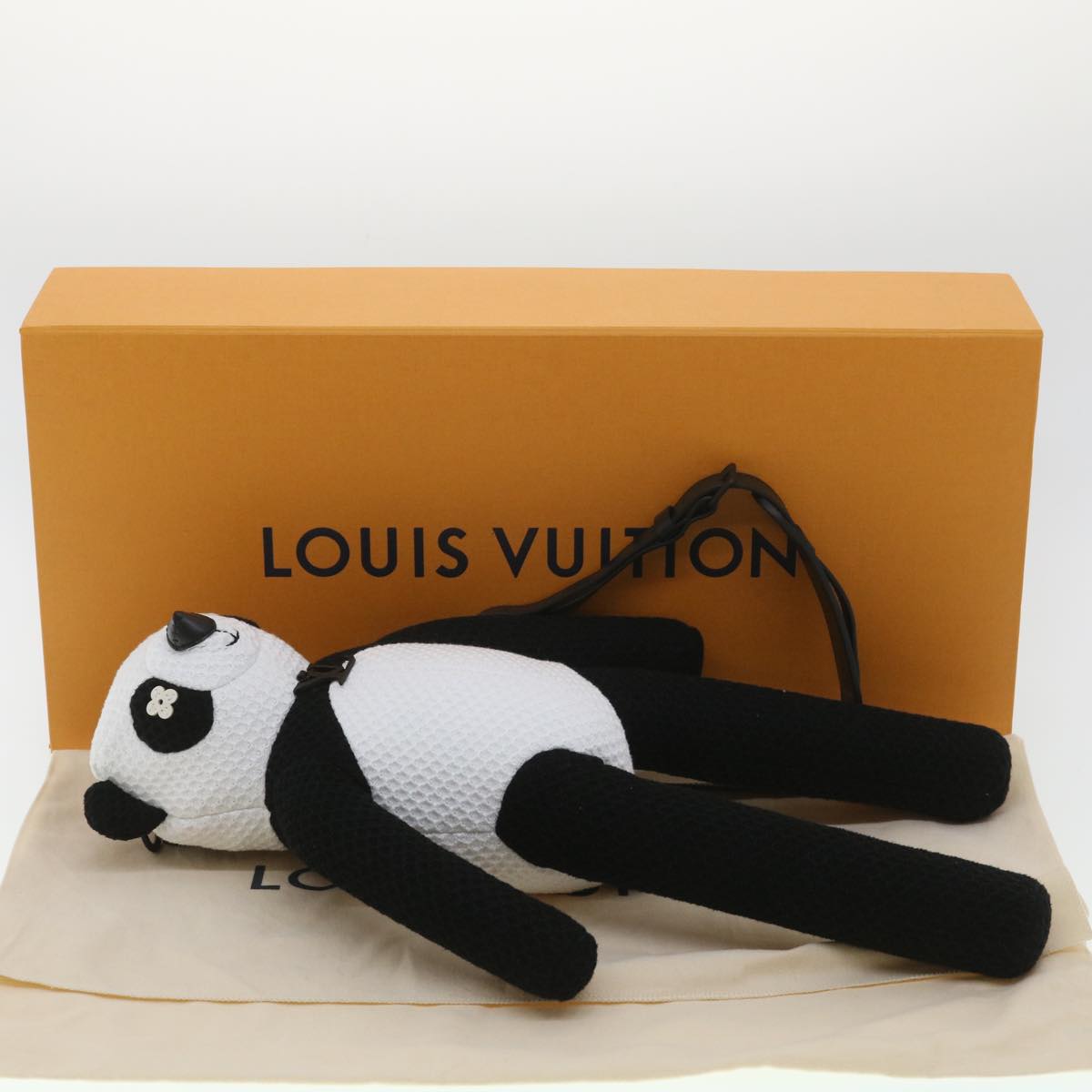 LOUIS VUITTON LV Friend Panda Bear Shoulder Bag cotton Black White M57414 37880SM