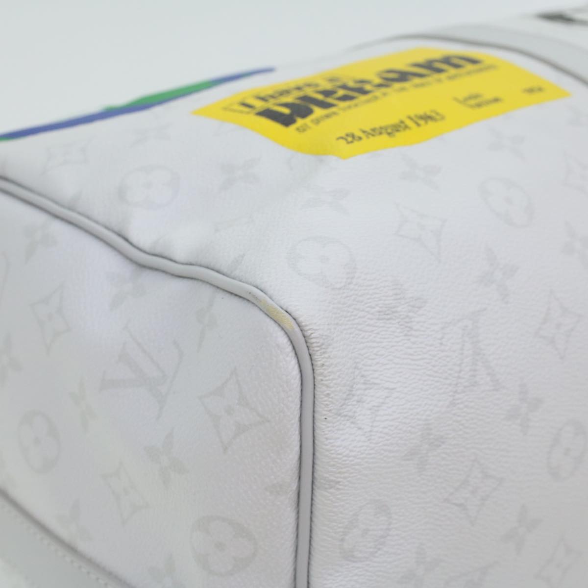 LOUIS VUITTON Monogram Keepall Bandouliere 50 Boston Bag White M44643 LV 37882S